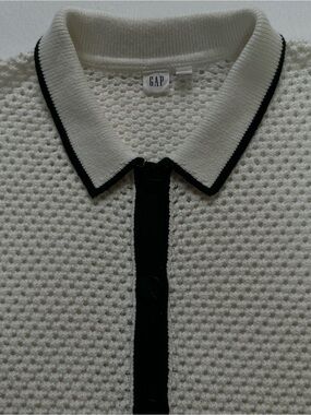 GAP Cream Knit Cardigan with Black Trim